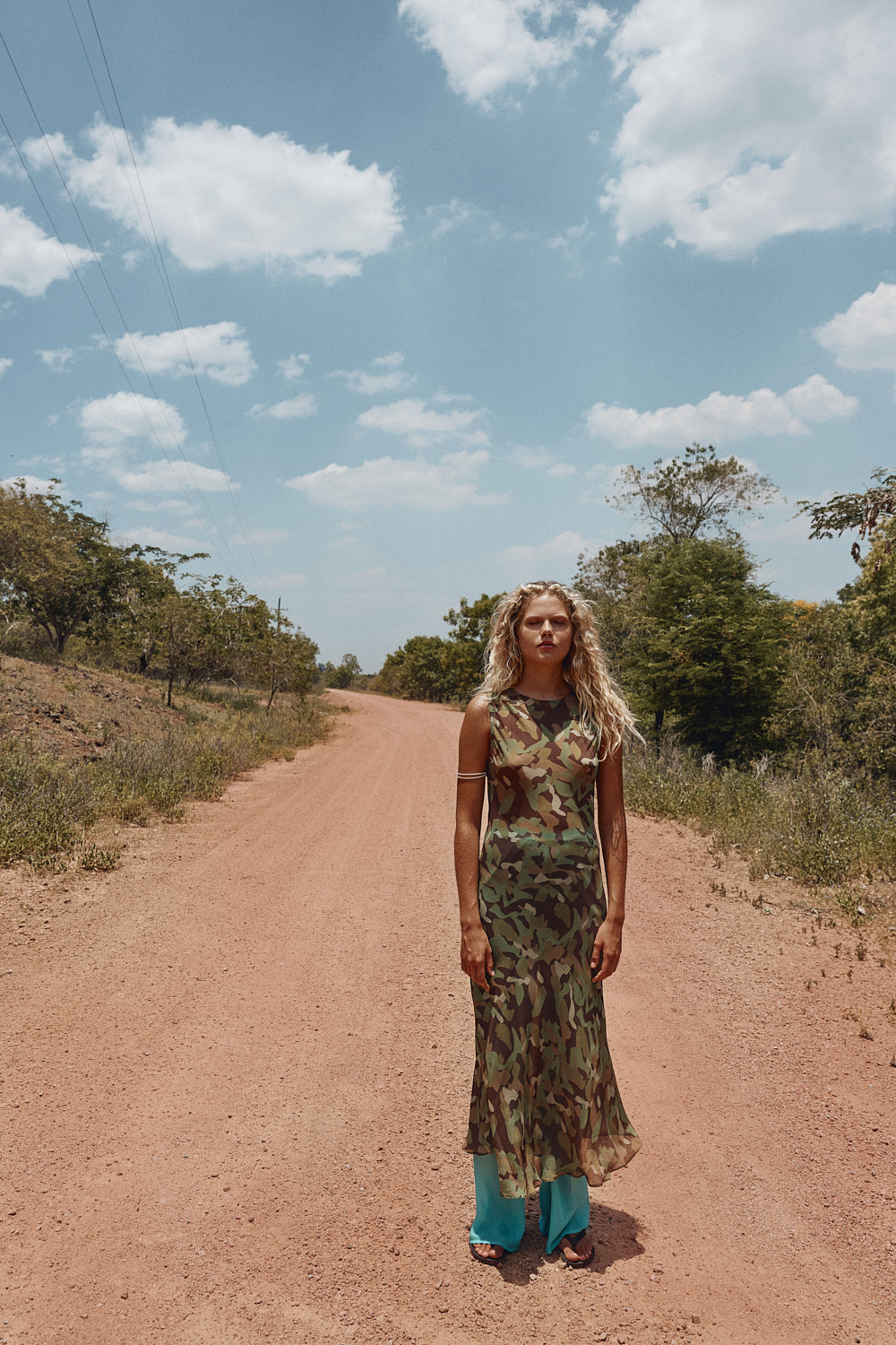 Francesca Sheer Maxi Dress Camo | VRG GRL discount