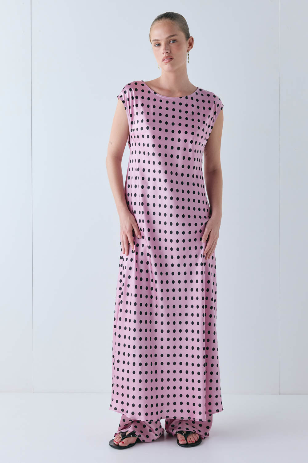 Martina Satin Maxi Dress Polka Dot | VRG GRL near me