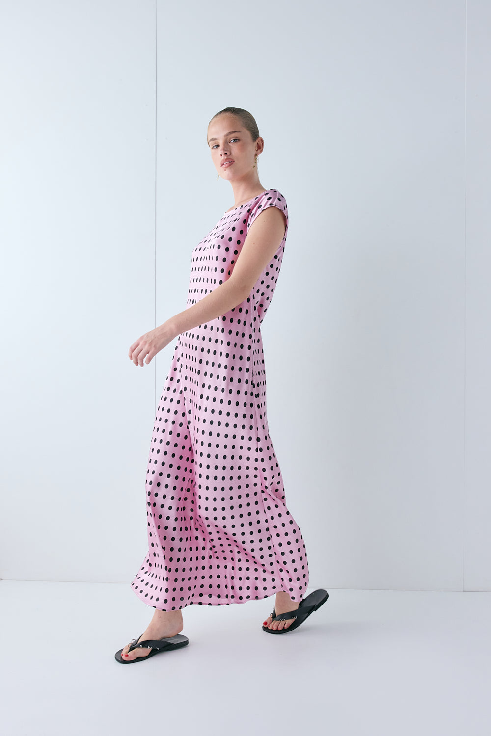 Martina Satin Maxi Dress Polka Dot | VRG GRL near me