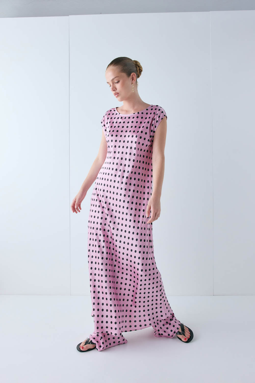 Martina Satin Maxi Dress Polka Dot | VRG GRL near me
