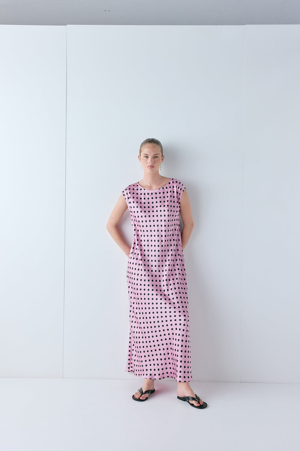 Martina Satin Maxi Dress Polka Dot | VRG GRL near me