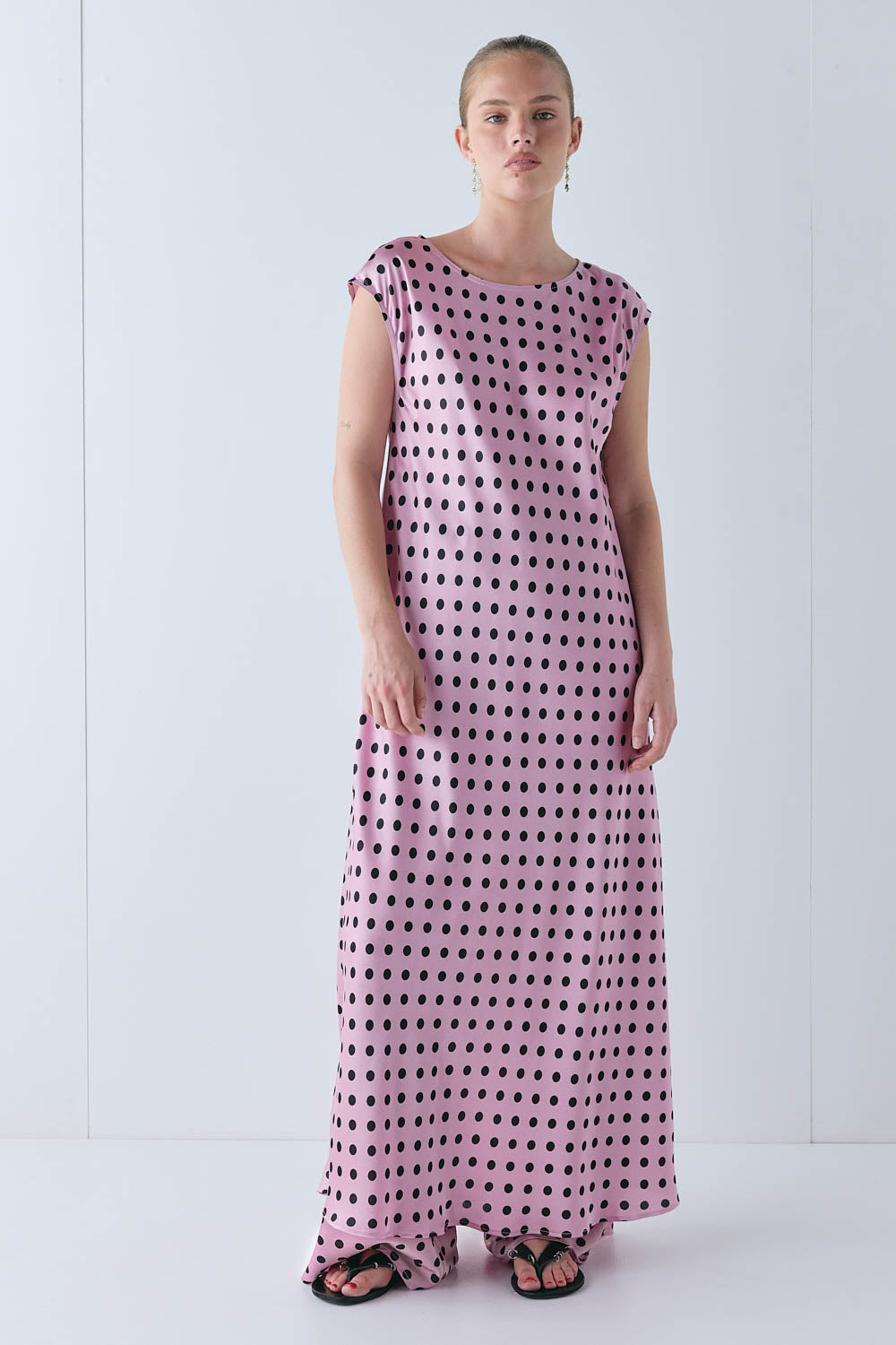 Martina Satin Maxi Dress Polka Dot | VRG GRL near me