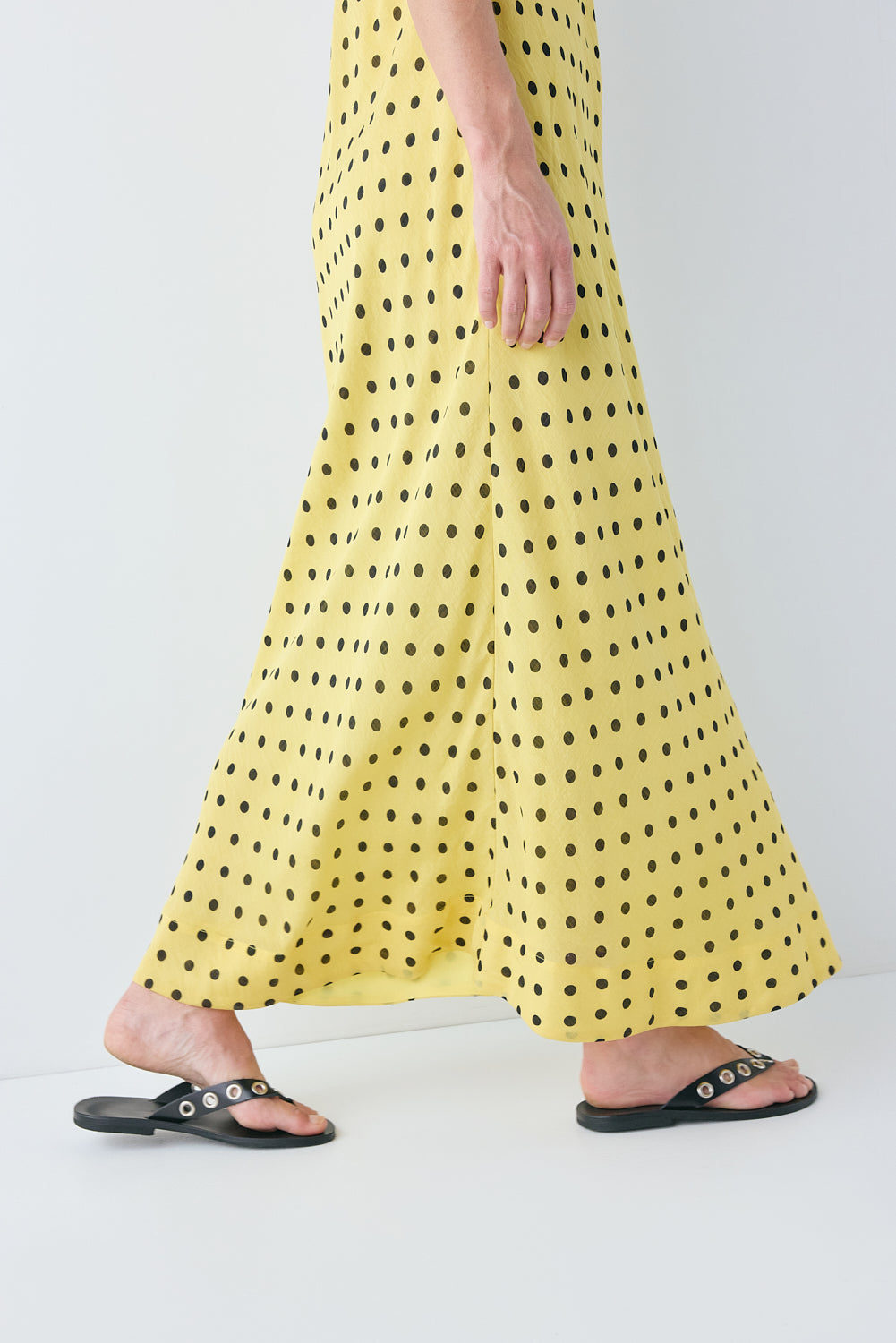 Martina Maxi Dress Yellow Polka Dot | VRG GRL online