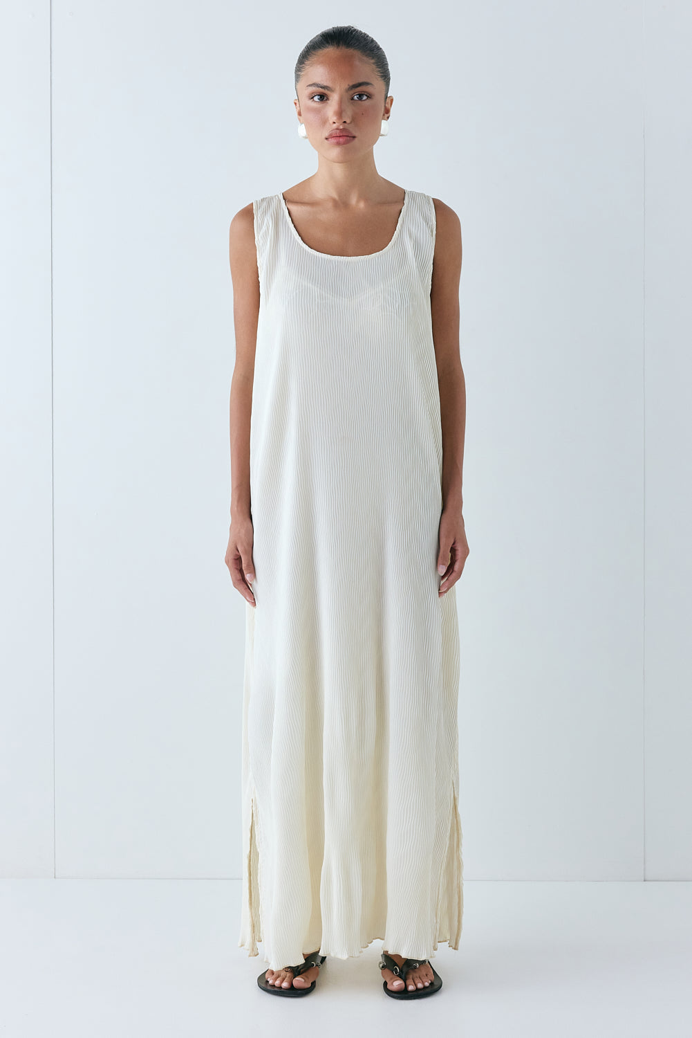 Leona Midi Dress Cream | VRG GRL for sale