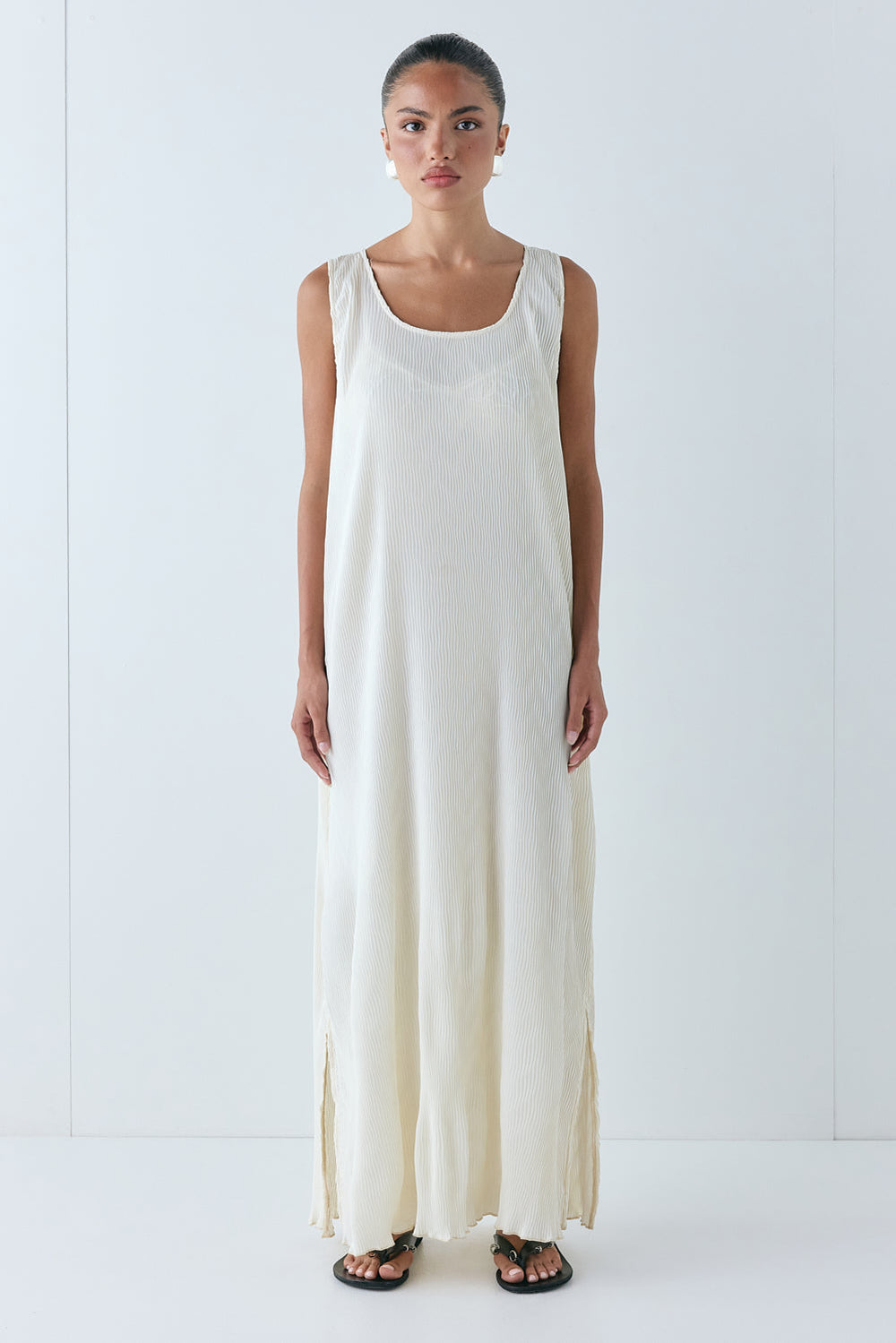 Leona Midi Dress Cream | VRG GRL for sale