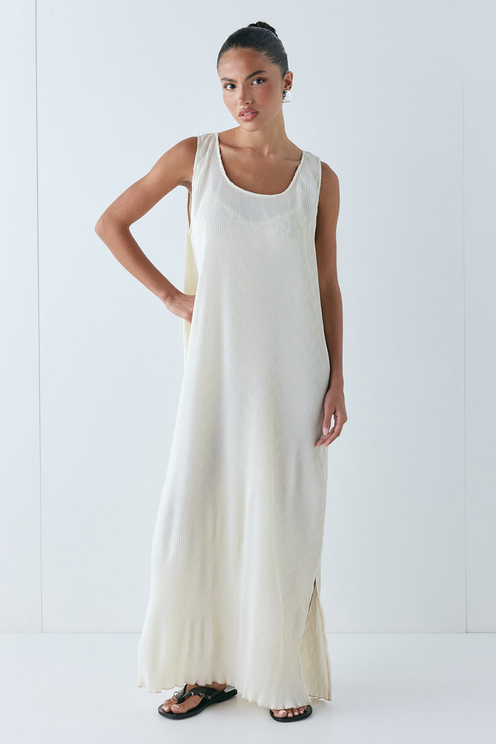Leona Midi Dress Cream | VRG GRL for sale