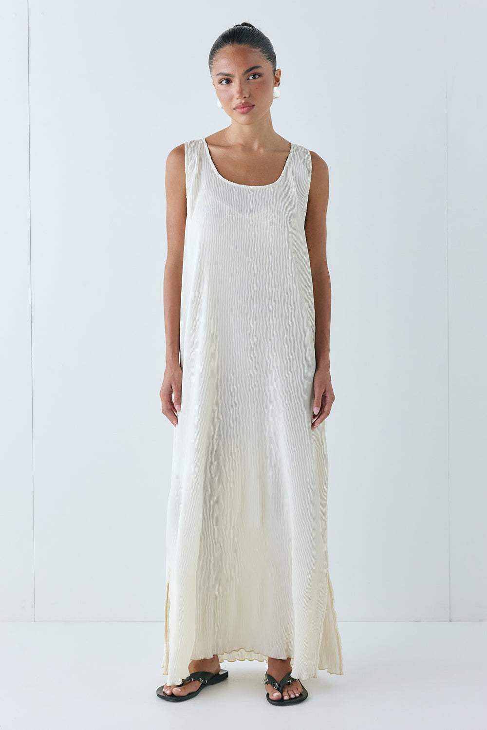 Leona Midi Dress Cream | VRG GRL for sale