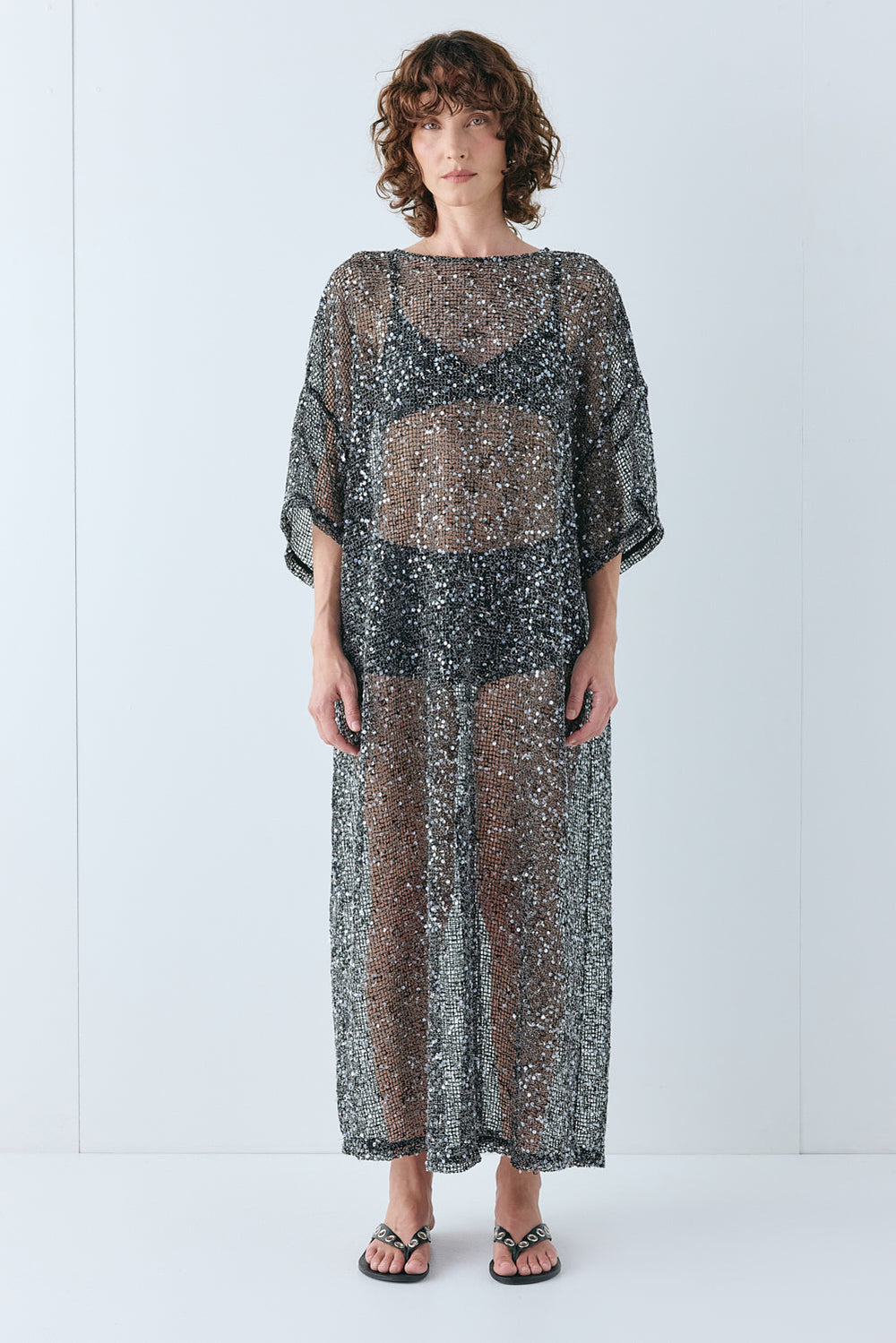 Ivette Sequin Midi Dress Black | VRG GRL on sale