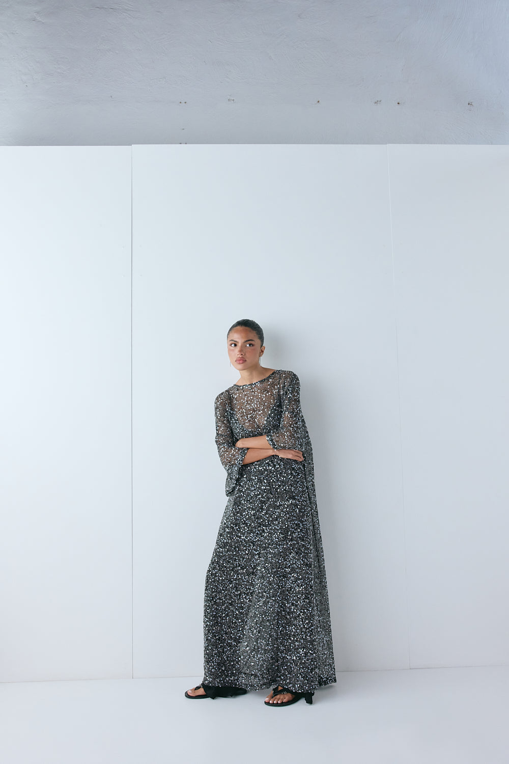 Ivette Sequin Midi Dress Black | VRG GRL on sale