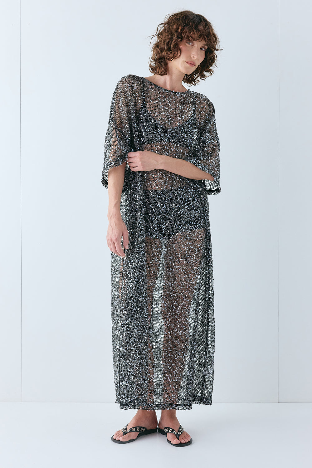 Ivette Sequin Midi Dress Black | VRG GRL on sale