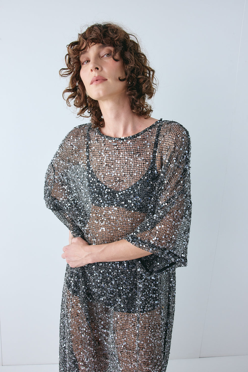 Ivette Sequin Midi Dress Black | VRG GRL on sale