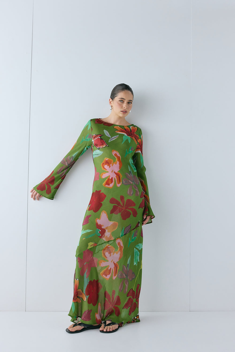 Luka Sheer Maxi Dress Poppy | VRG GRL US