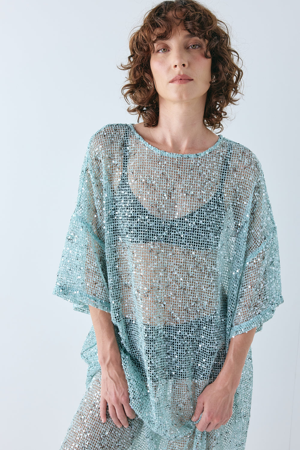 Ivette Sequin Midi Dress Aqua | VRG GRL discount