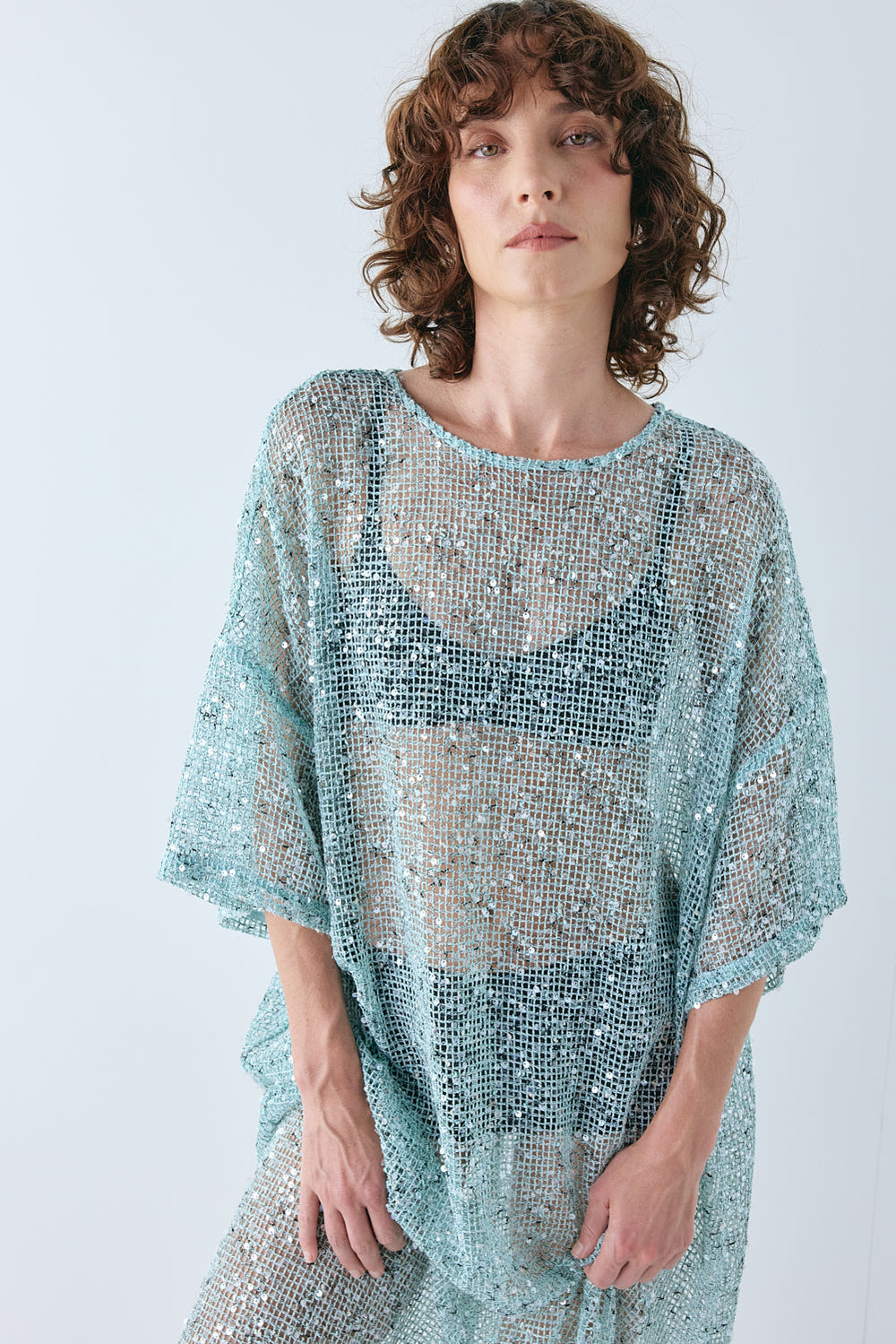 Ivette Sequin Midi Dress Aqua | VRG GRL discount
