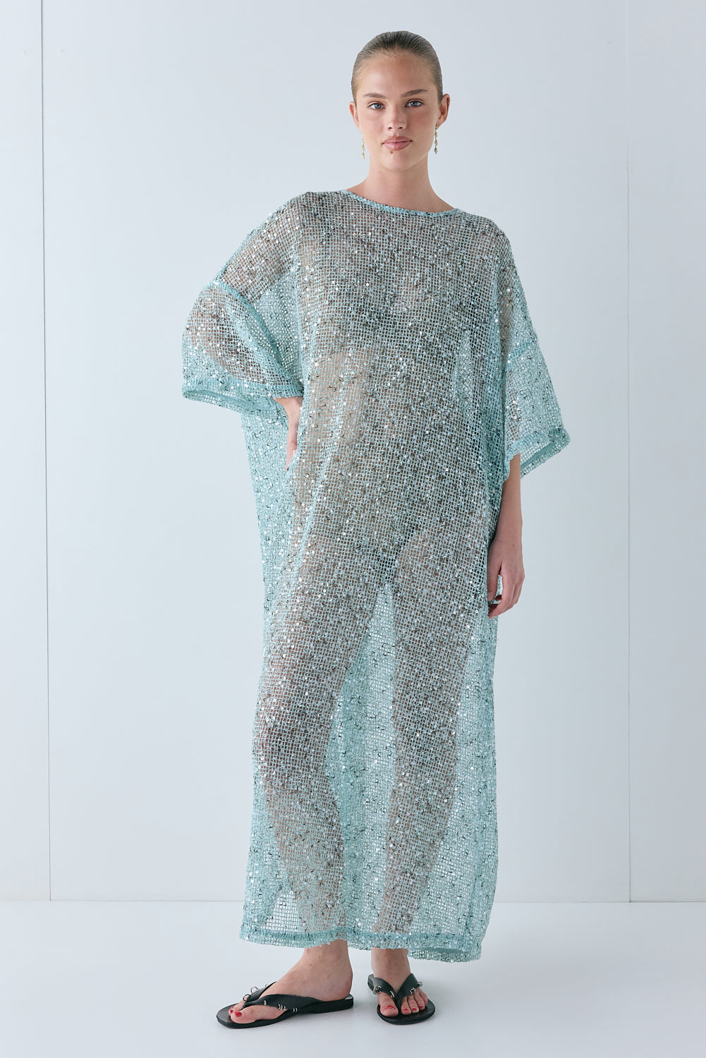 Ivette Sequin Midi Dress Aqua | VRG GRL discount