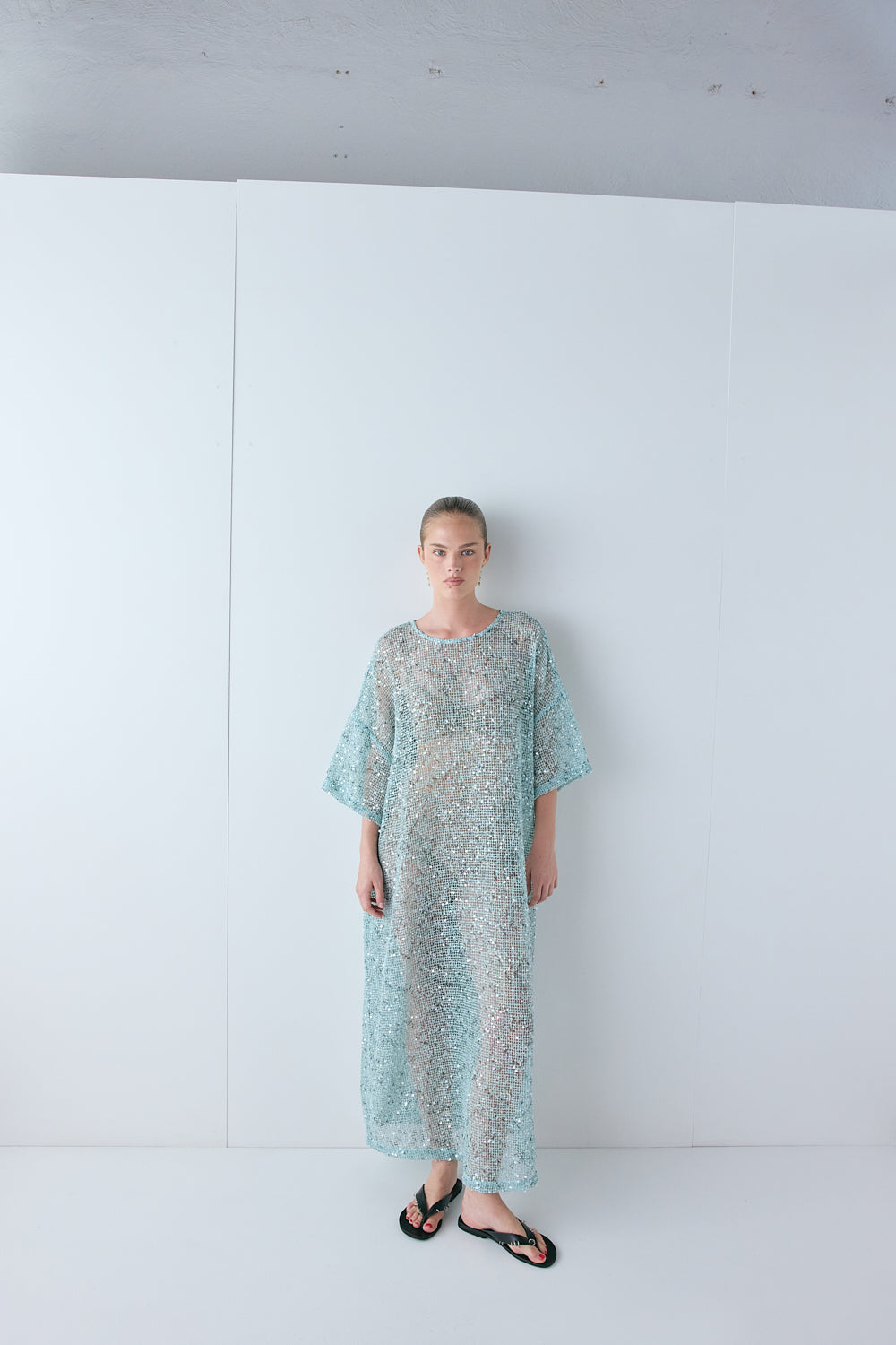Ivette Sequin Midi Dress Aqua | VRG GRL discount