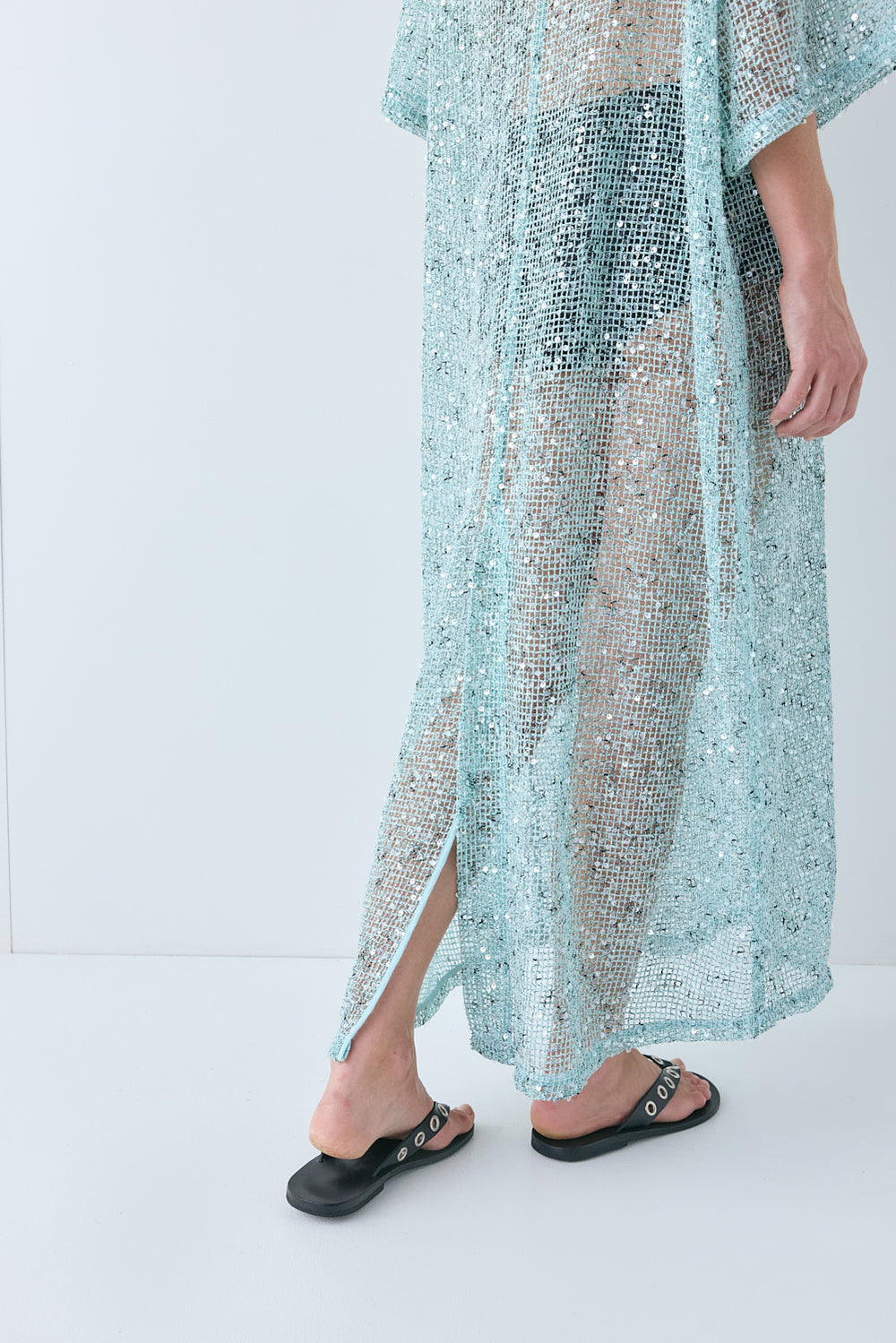 Ivette Sequin Midi Dress Aqua | VRG GRL discount