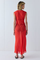 Winona Sheer Midi Dress Red | VRG GRL online