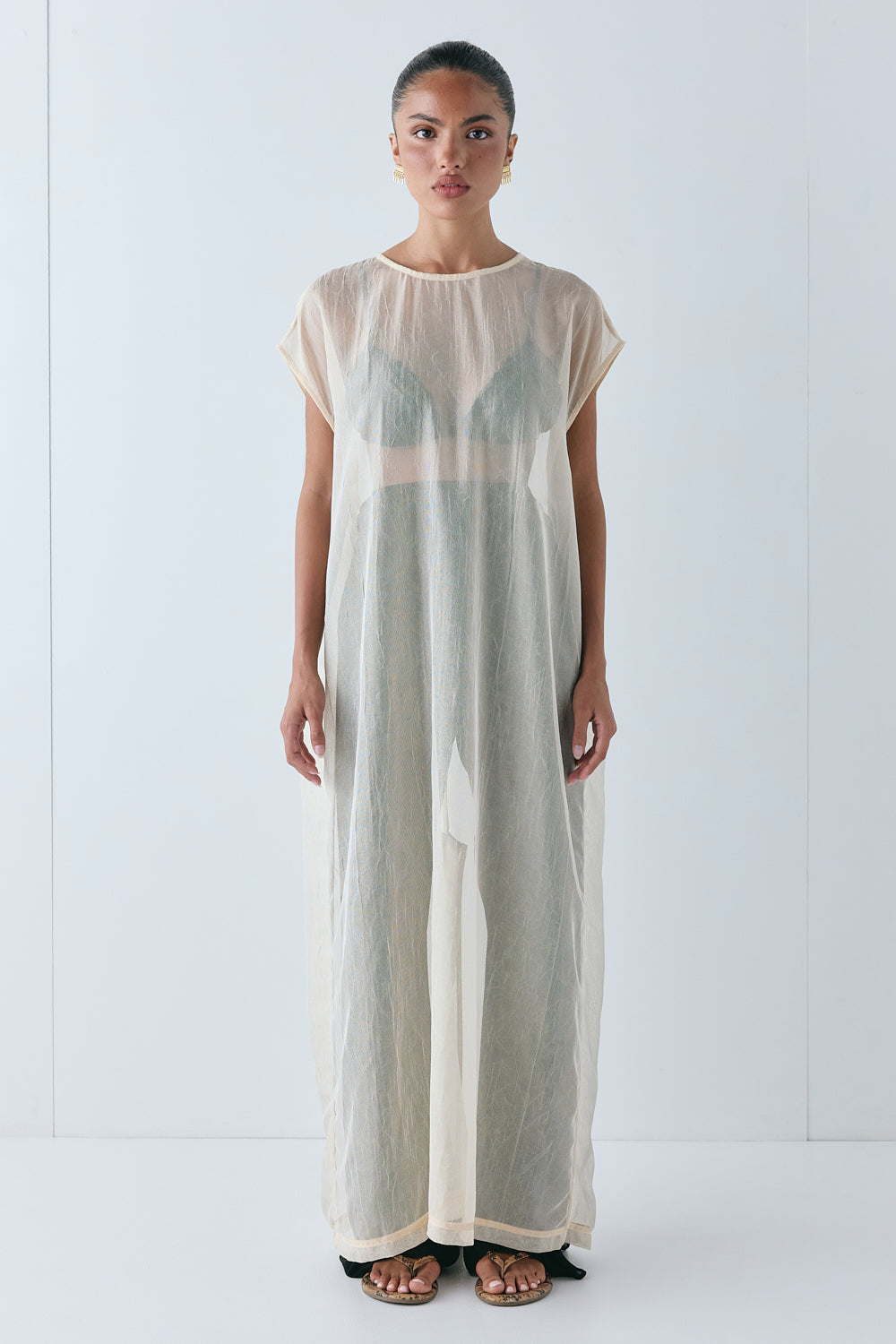 Nara Sheer Maxi Dress Ecru | VRG GRL sale