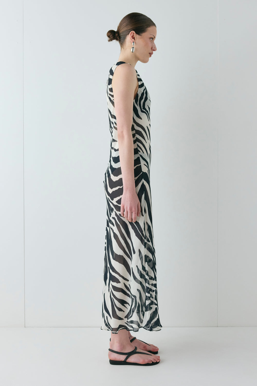 Francesca Sheer Maxi Dress Zebra | VRG GRL for sale