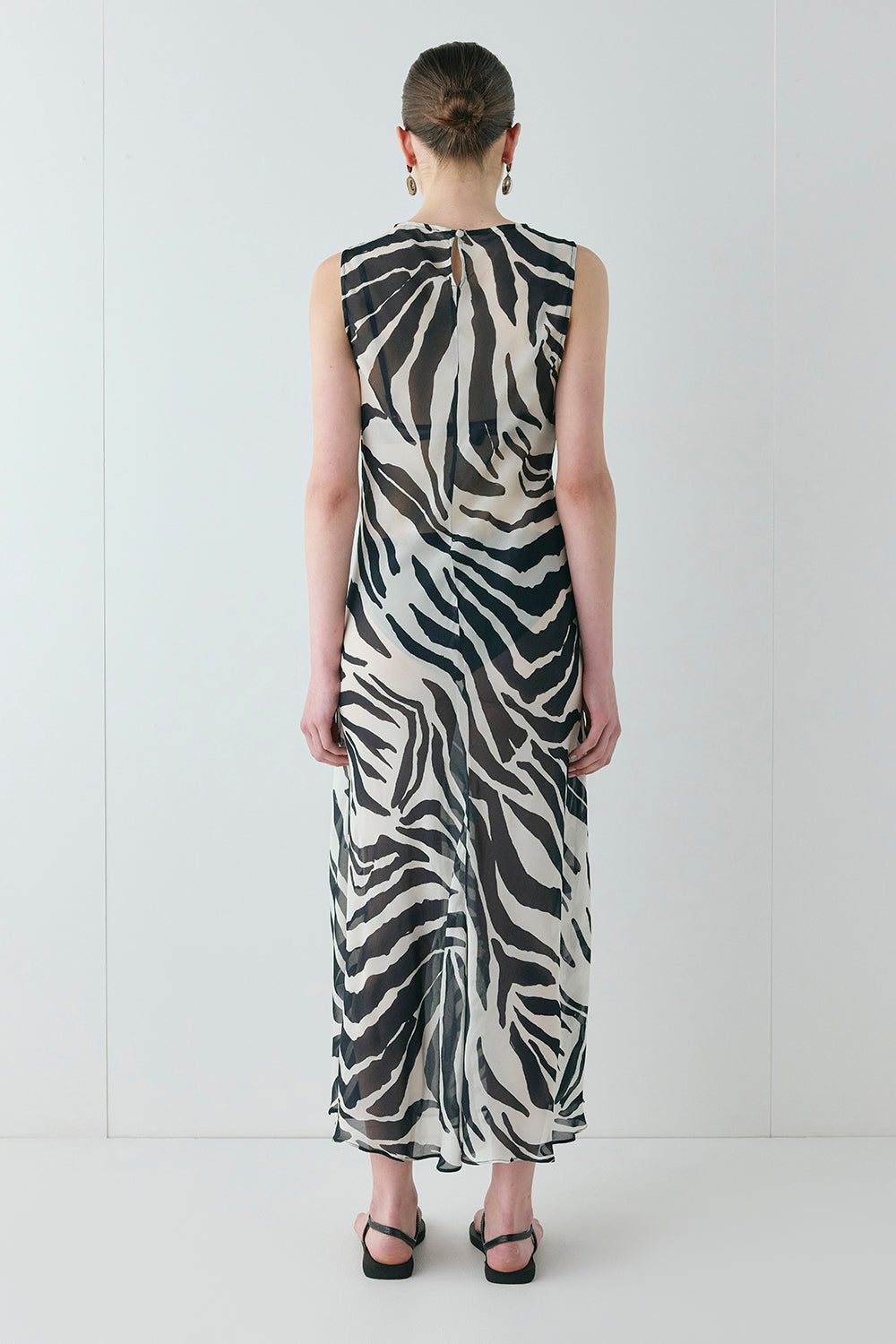 Francesca Sheer Maxi Dress Zebra | VRG GRL for sale
