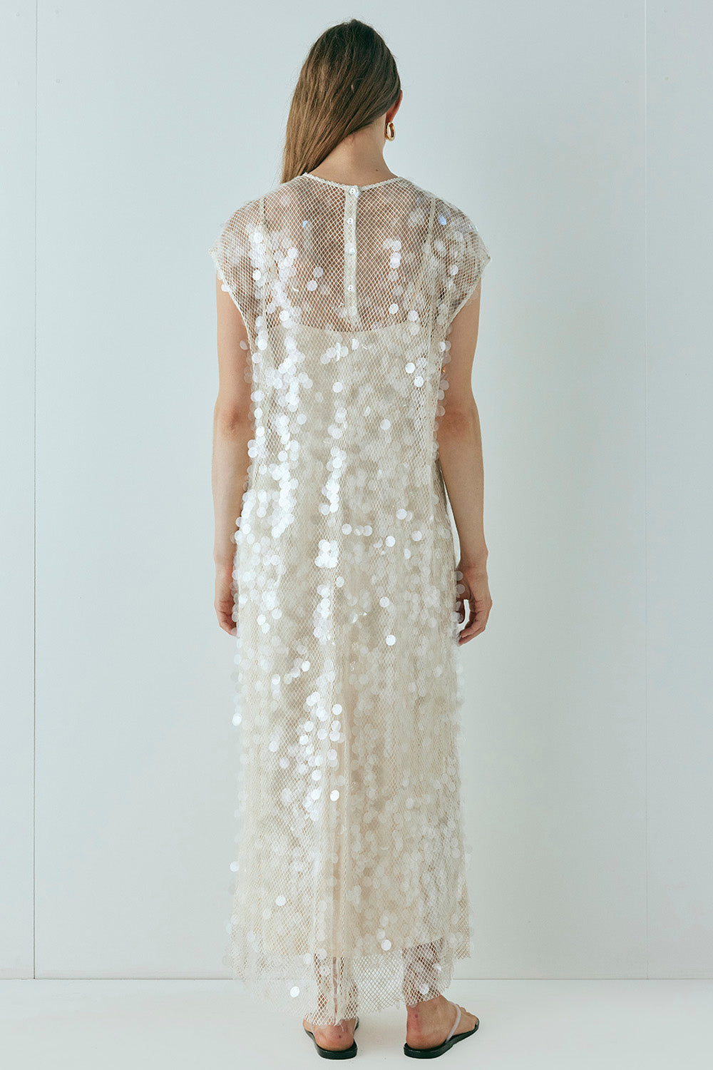 Astrid Sequin Maxi Dress Cream | VRG GRL on sale