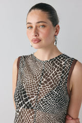 Blanco Sheer Maxi Dress Croc | VRG GRL discount
