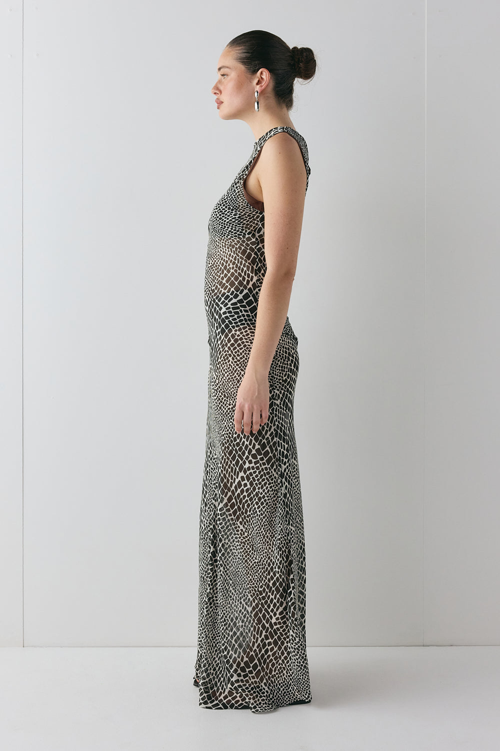 Blanco Sheer Maxi Dress Croc | VRG GRL discount