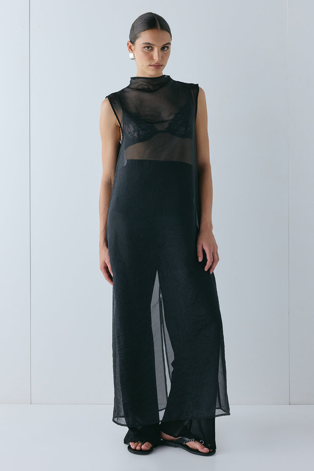 Serena Sheer Maxi Dress Black | VRG GRL near me