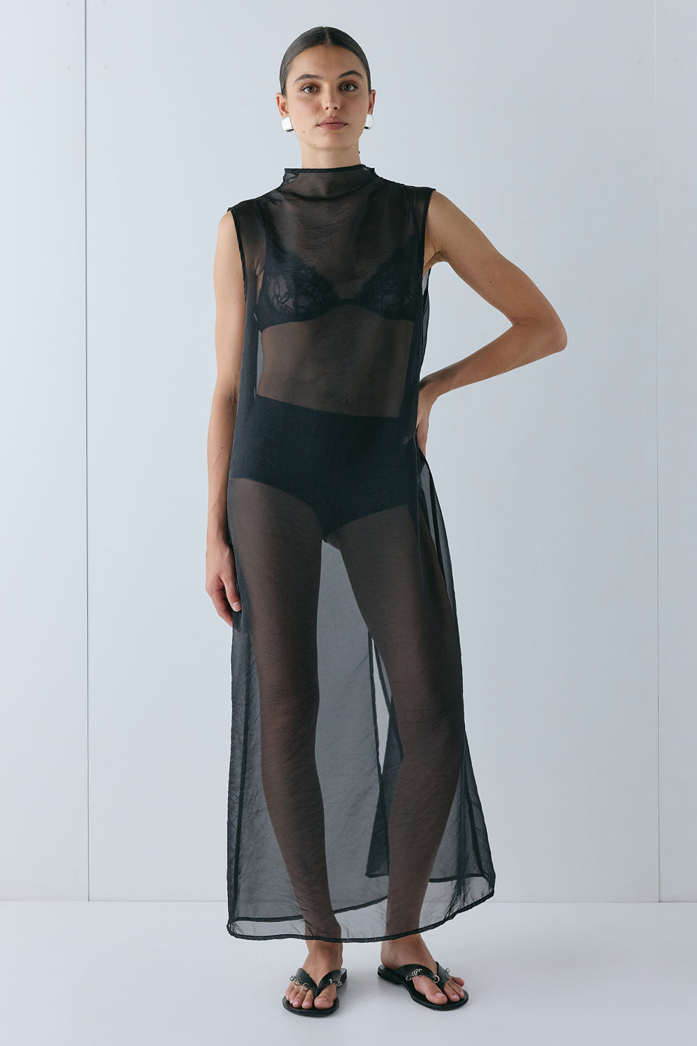 Serena Sheer Maxi Dress Black | VRG GRL near me