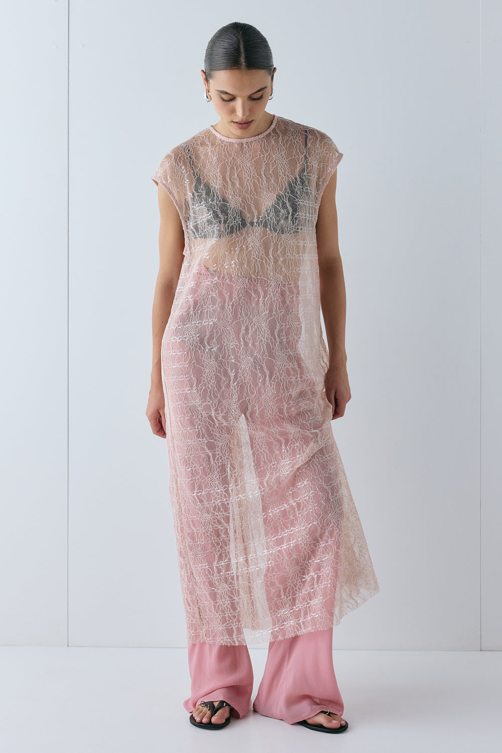 Sabre Lace Midi Dress Musk | VRG GRL for sale