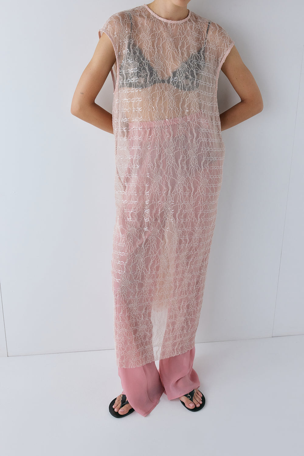 Sabre Lace Midi Dress Musk | VRG GRL for sale