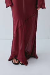 Luka Sheer Maxi Dress Wine | VRG GRL on sale