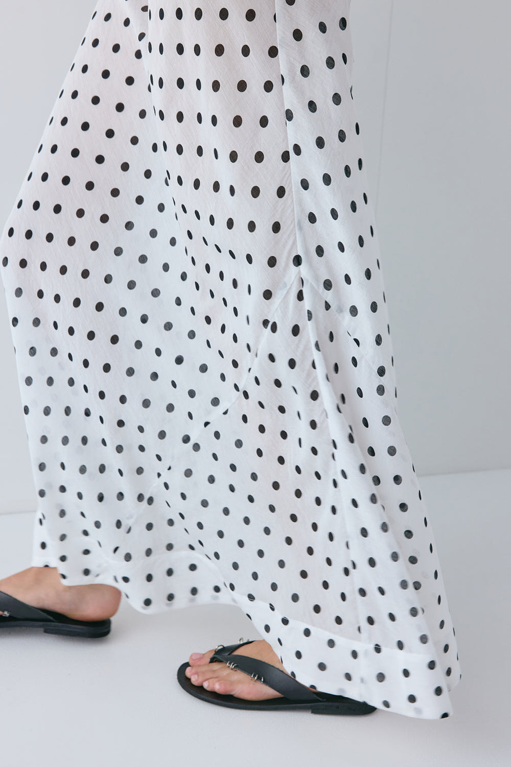 Ria Sheer Maxi Dress White Polka Dot | VRG GRL US