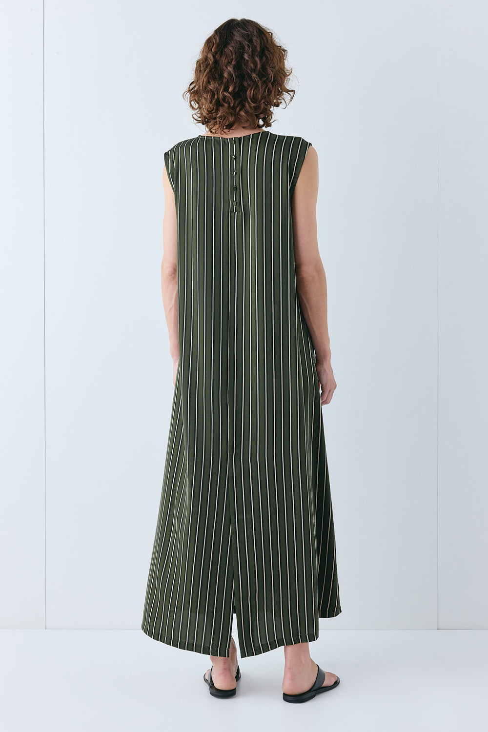 Maya Midi Dress Khaki Stripe | VRG GRL discount