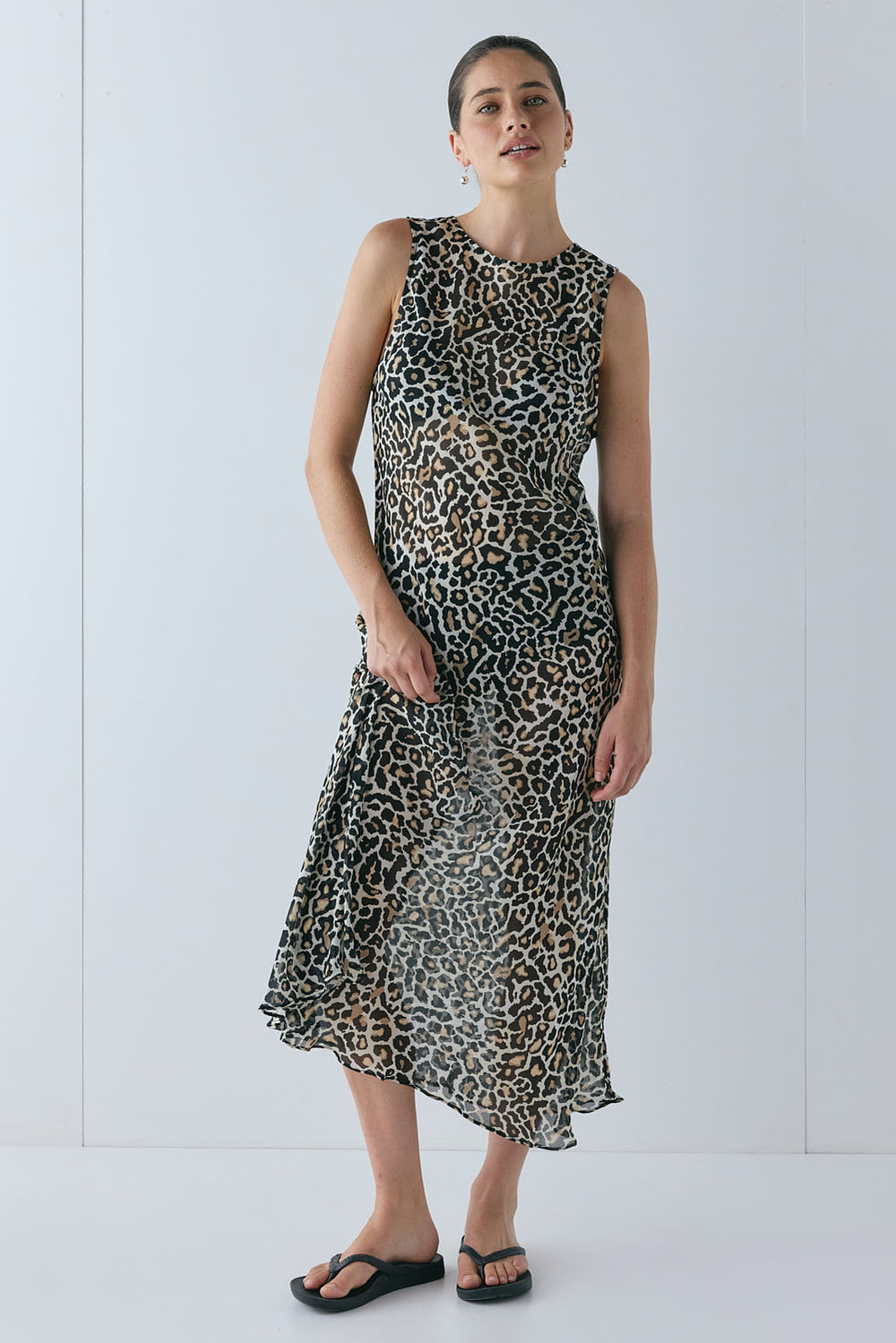 Francesca Sheer Maxi Dress Leopard | VRG GRL online