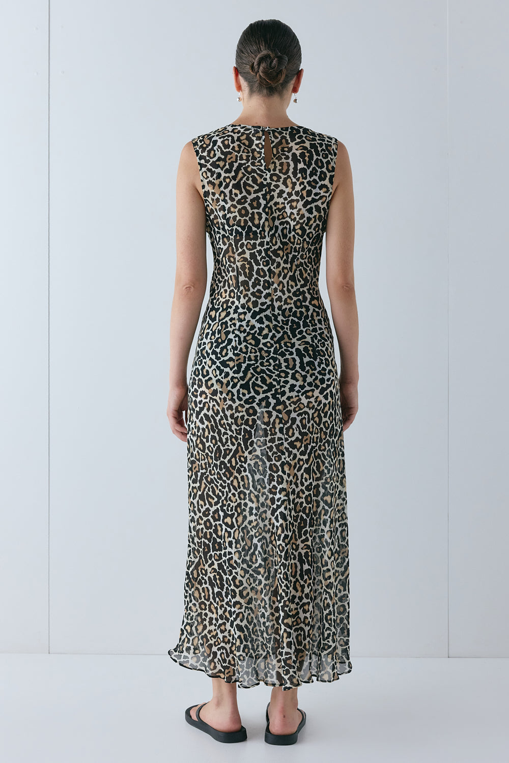 Francesca Sheer Maxi Dress Leopard | VRG GRL online