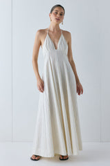 August Maxi Dress Cream Stripe | VRG GRL sale