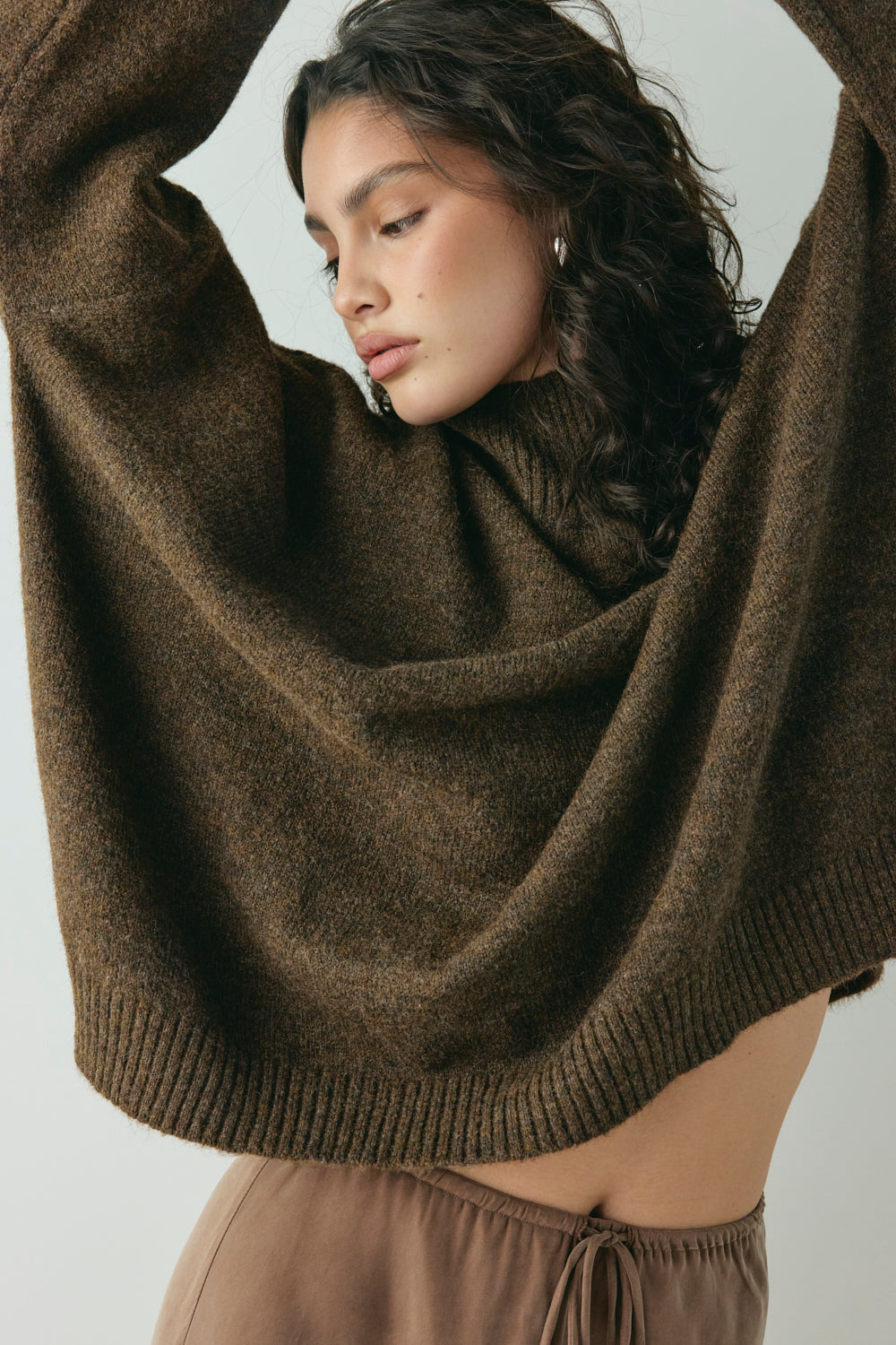 Yumi Knit Jumper Coffee | VRG GRL on sale
