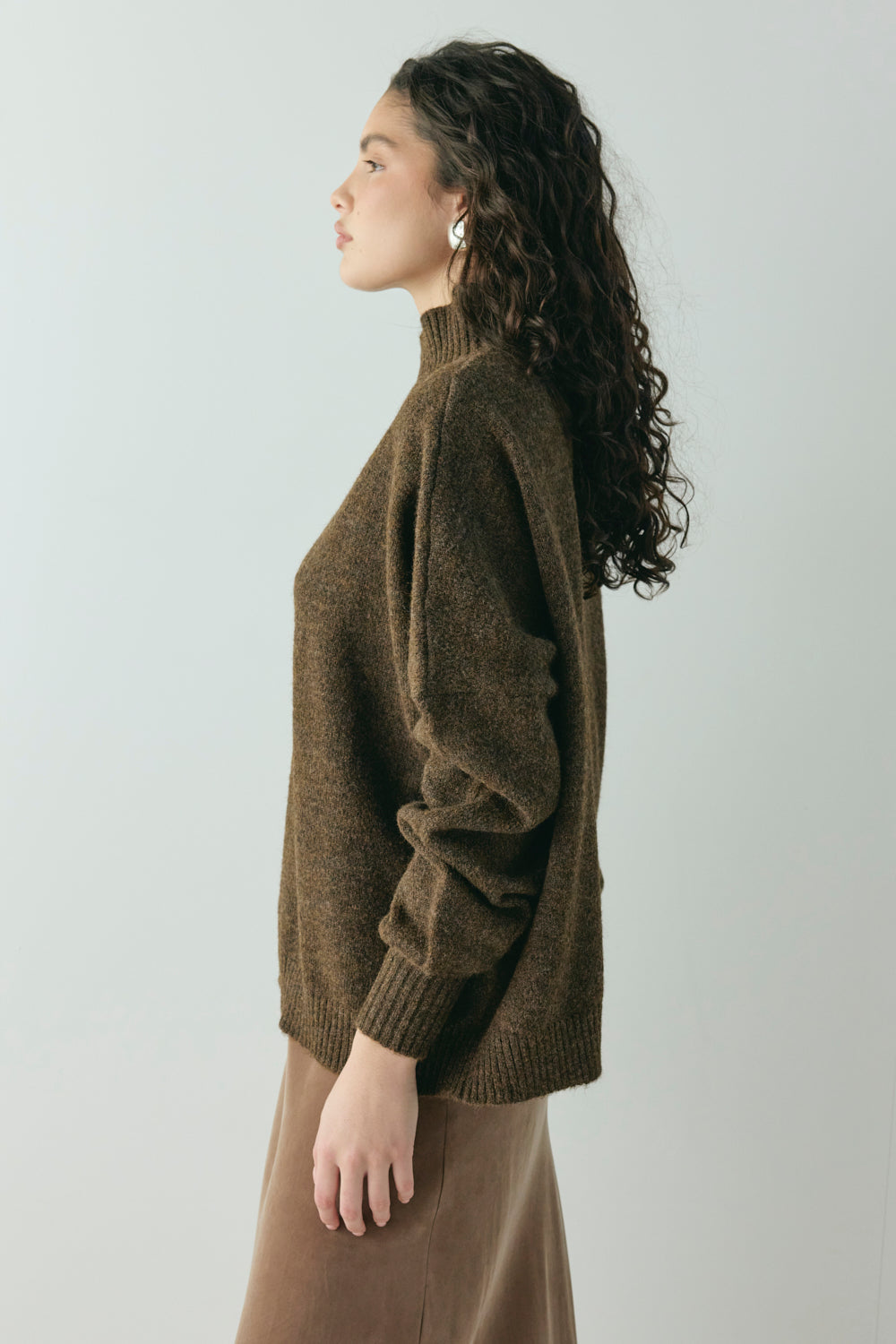 Yumi Knit Jumper Coffee | VRG GRL on sale