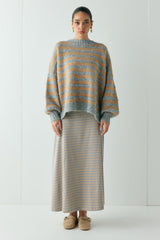 Sam Knit Jumper Apricot Stripe | VRG GRL discount