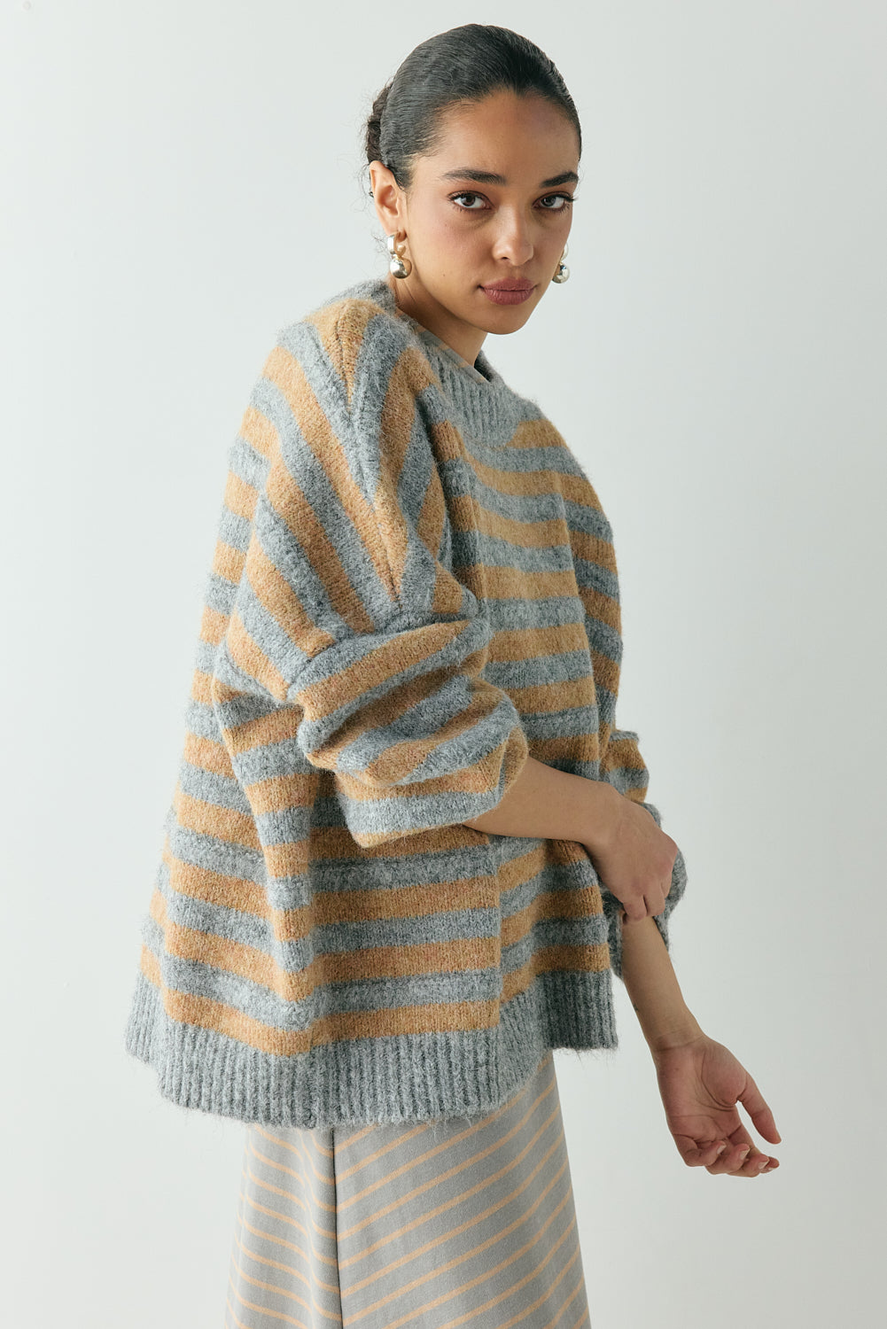 Sam Knit Jumper Apricot Stripe | VRG GRL discount