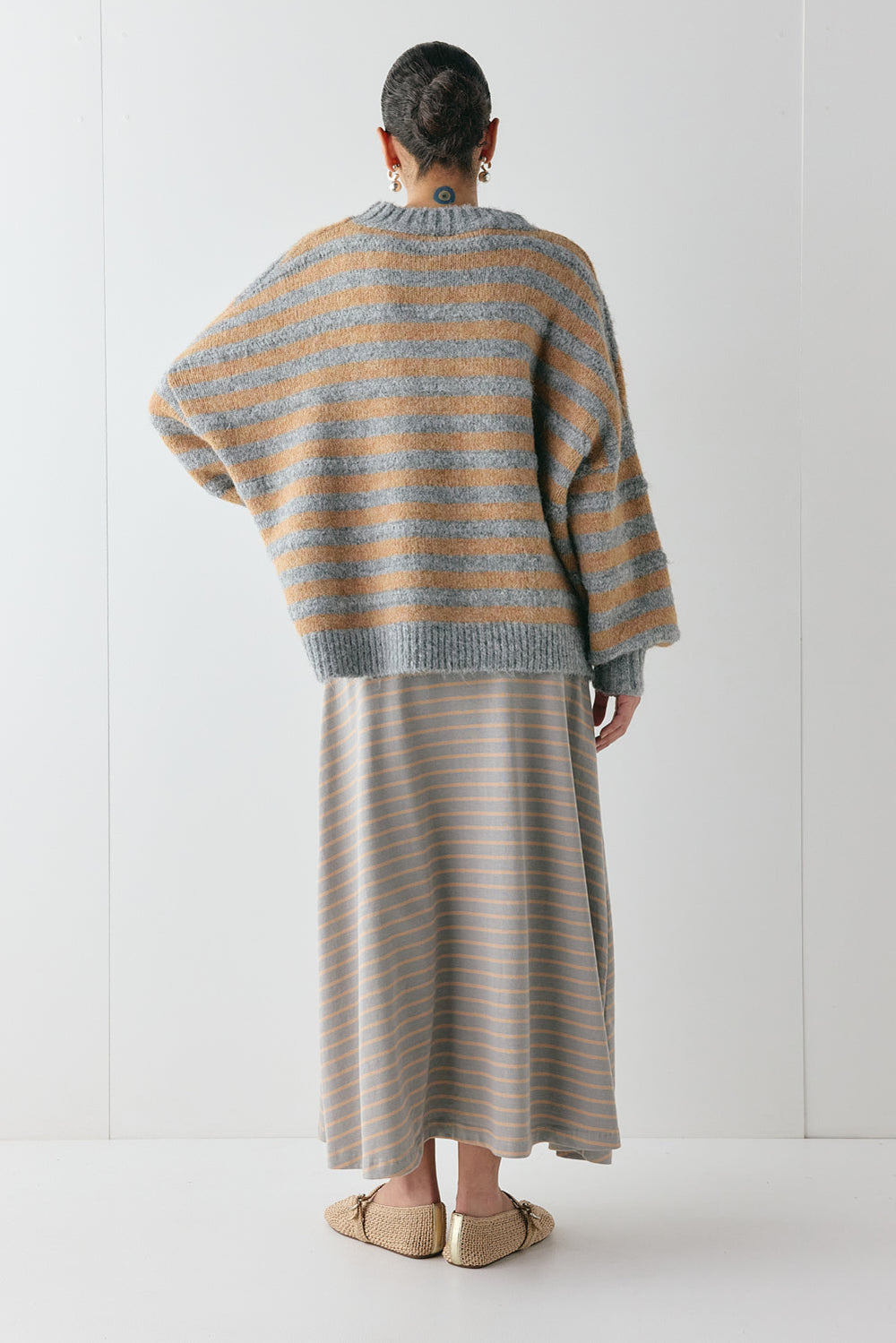Sam Knit Jumper Apricot Stripe | VRG GRL discount