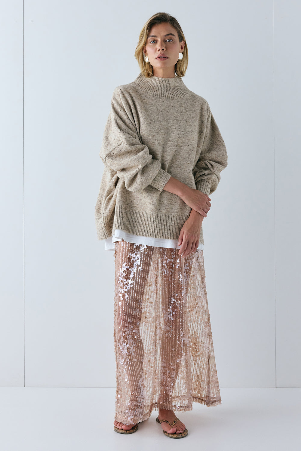 Yumi Knit Jumper Taupe Marle | VRG GRL for sale