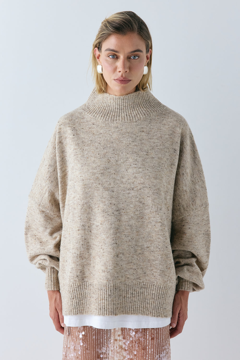 Yumi Knit Jumper Taupe Marle | VRG GRL for sale