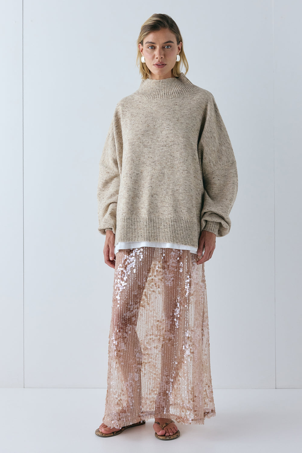 Yumi Knit Jumper Taupe Marle | VRG GRL for sale