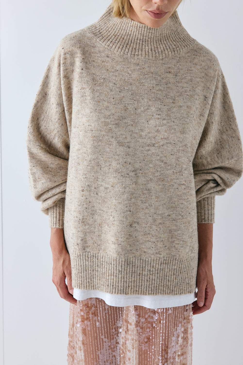 Yumi Knit Jumper Taupe Marle | VRG GRL for sale
