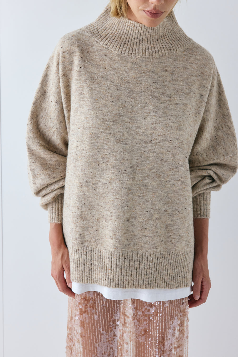 Yumi Knit Jumper Taupe Marle | VRG GRL for sale