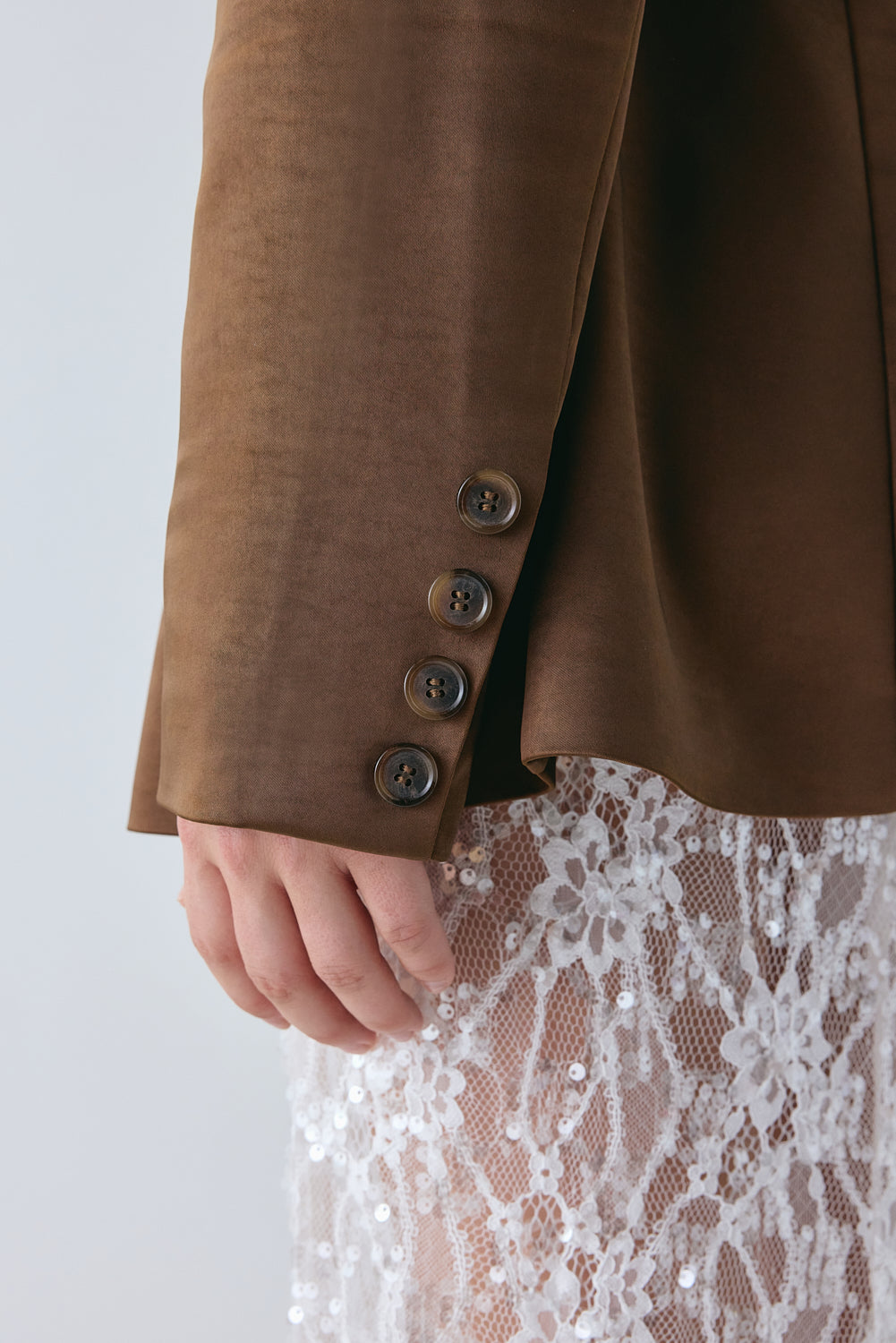 Yara Satin Blazer Chocolate | VRG GRL near me