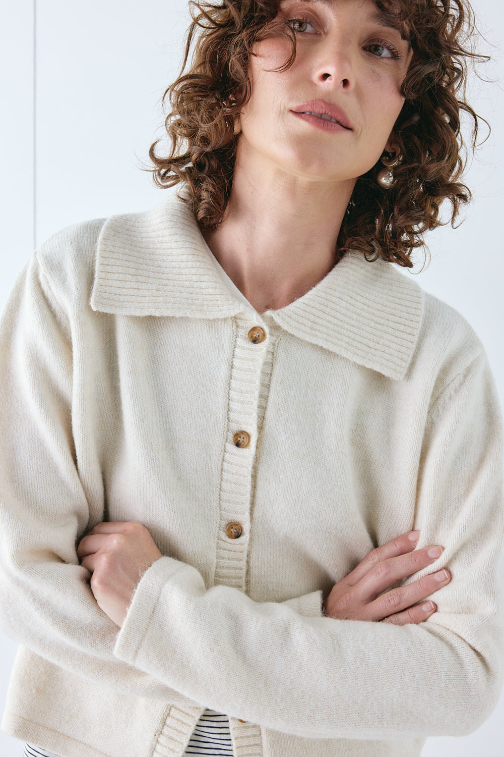 Avery Knit Cardigan Cream | VRG GRL for sale
